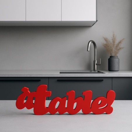 Mot déco "à table" rouge métal 50cm | Hashtag Déco