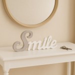 Mot décoratif "Smile" blanc bois 35cm | Hashtag Déco