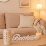 Mot décoratif "bonheur" bois blanc 50cm | Hashtag Déco