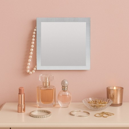 Miroir carré 20x20cm bois blanc élégant | Hashtag Déco