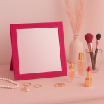 Miroir rose pailleté en verre 35x35cm | Hashtag Déco