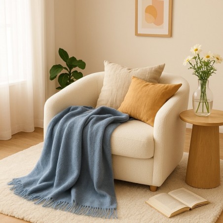 Plaid tricot effet mohair gris 150x180cm | Hashtag Déco