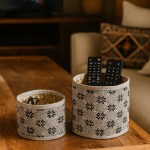 Set de 2 paniers en osier beige à motifs | Hashtag Déco