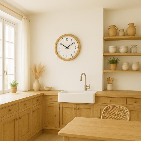 Horloge ronde rotin naturel 54cm | Hashtag Déco