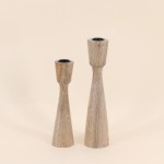 Lot de 2 bougeoirs en manguier 21, 26cm
