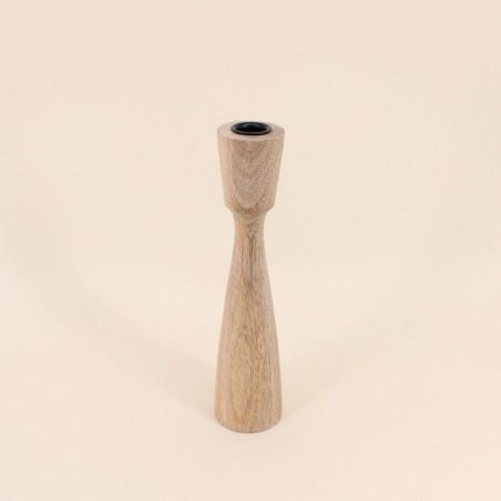 Lot de 2 bougeoirs en manguier 21, 26cm