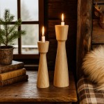 Lot de 2 bougeoirs en manguier 21, 26cm