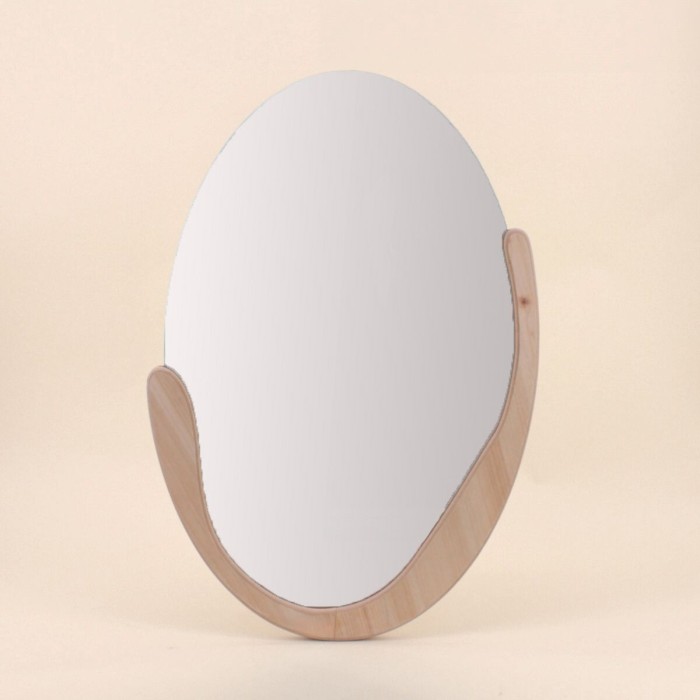Miroir oval contour bois 60x40cm