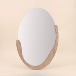 Miroir oval contour bois 60x40cm