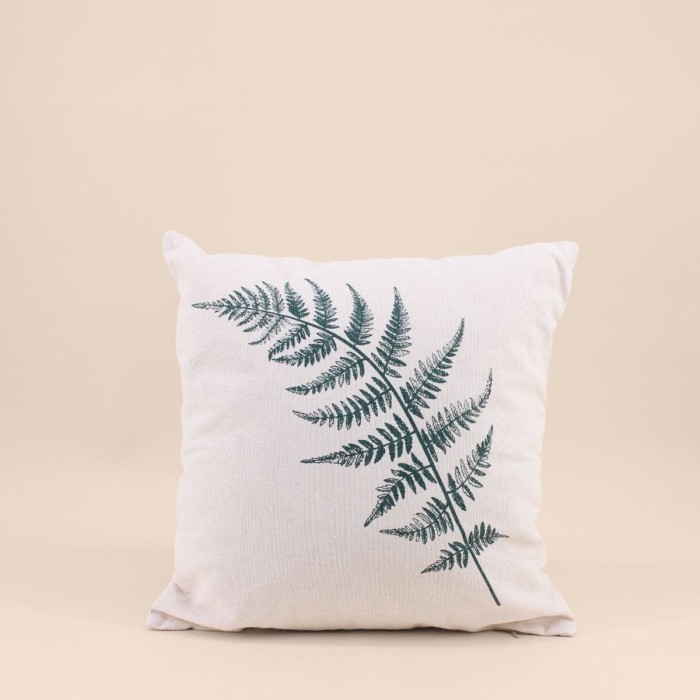Coussin en coton motif fougère 40x40cm