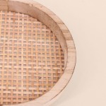 Lot de 2 plateaux ovales en bois et rotin