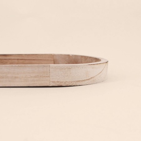 Lot de 2 plateaux ovales en bois et rotin