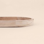 Lot de 2 plateaux ovales en bois et rotin