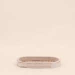Lot de 2 plateaux ovales en bois et rotin