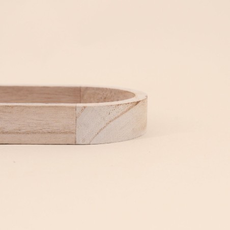 Lot de 2 plateaux ovales en bois et rotin