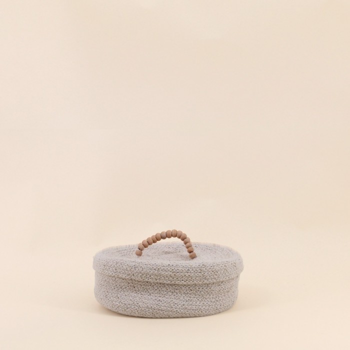 Panier ovale en coton avec couvercle 25x20cm