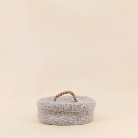 Panier ovale en coton avec couvercle 25x20cm