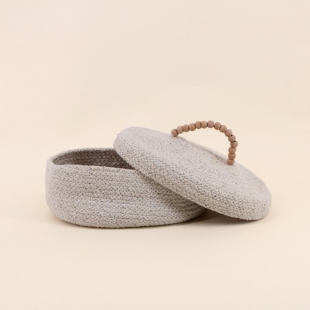 Panier ovale en coton avec couvercle 25x20cm