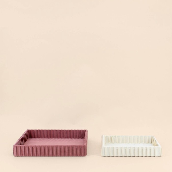 Set de 2 plateaux à bijoux en velours plissé