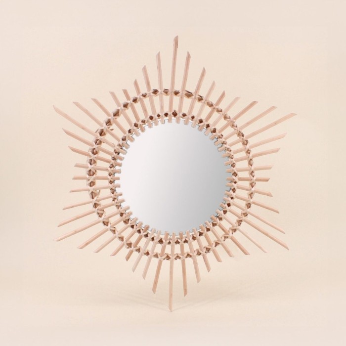 Miroir rond en rotin 58cm