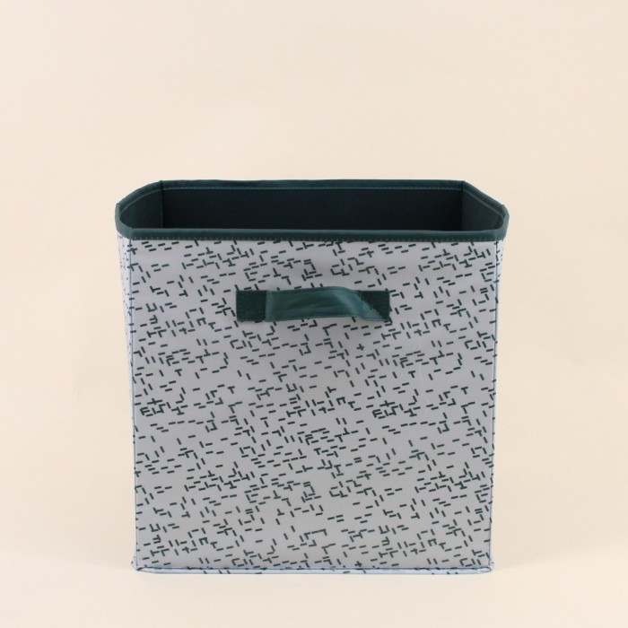 Cube de rangement tissu blanc vert 31cm | Hashtag Déco