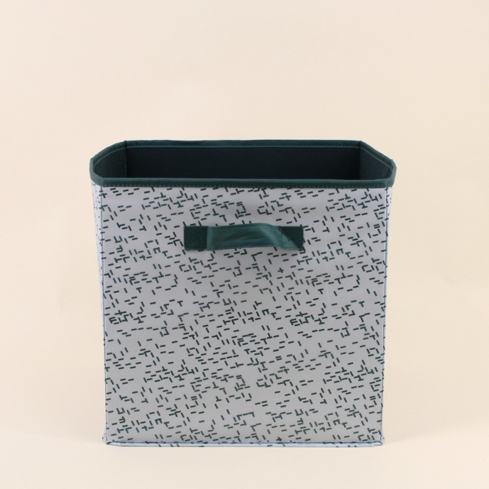 Cube de rangement tissu blanc vert 31cm | Hashtag Déco