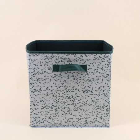 Cube de rangement tissu blanc vert 31cm | Hashtag Déco