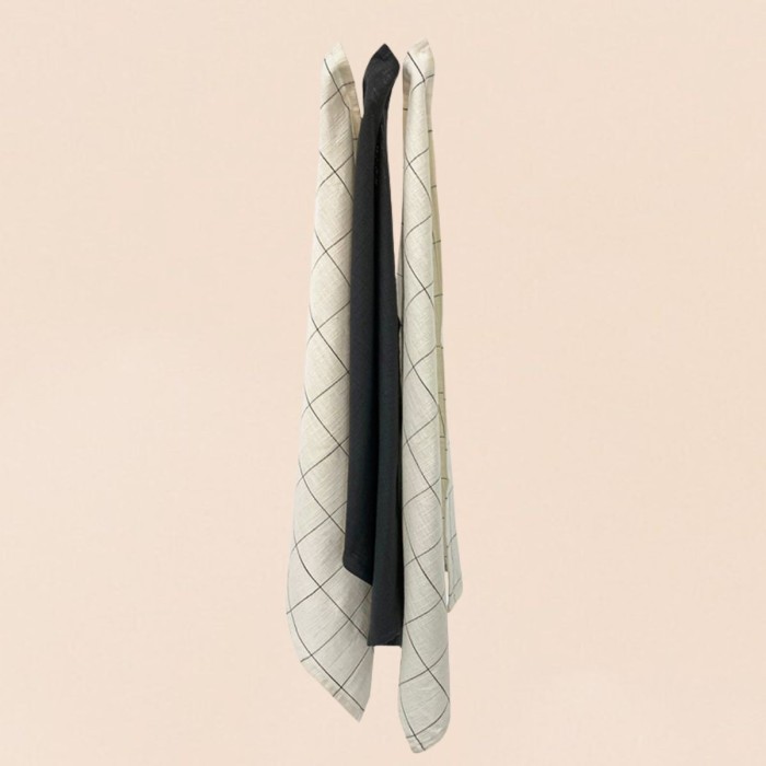 Lot de 3 torchons blanc et gris 50x70cm