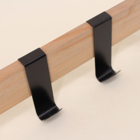 Patère 4 crochets en bois et métal noir 51cm
