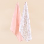 Torchon motifs fleuris blanc, orange
