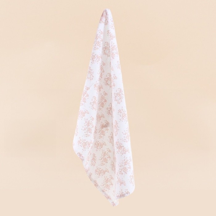 Torchon motifs fleuris blanc, orange