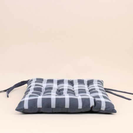 Galette de chaise à carreaux noire et blanche 40cm