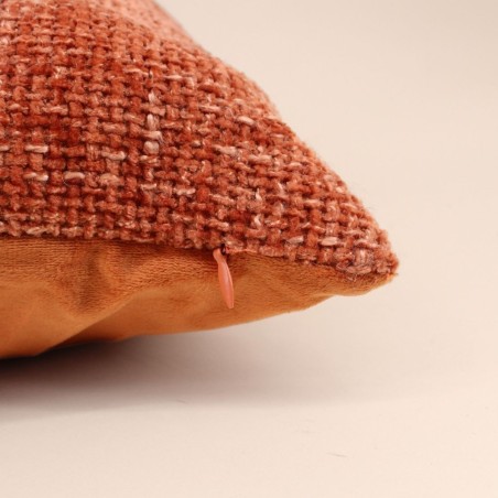 Coussin chiné velours orange 45x45cm | Hashtag Déco