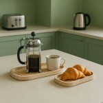 Lot de 2 plateaux ovales en bois et rotin