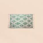 Tapis berbère blanc bleu à franges 60x90 cm | Hashtag Déco