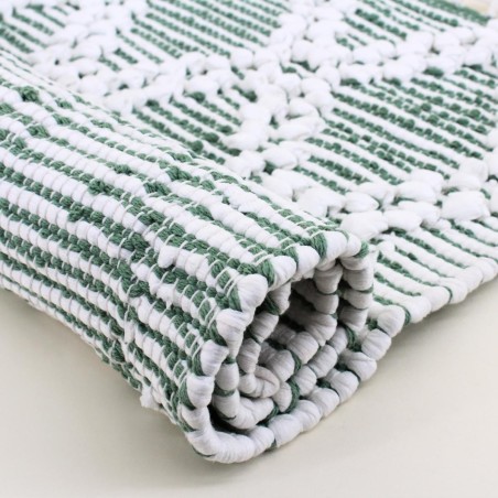 Tapis berbère blanc bleu à franges 60x90 cm | Hashtag Déco