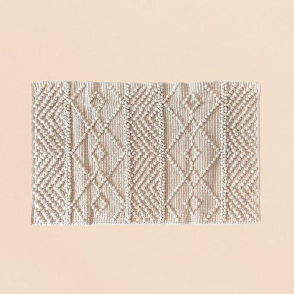 Tapis descente de lit beige en coton 60x110cm | Hashtag Déco