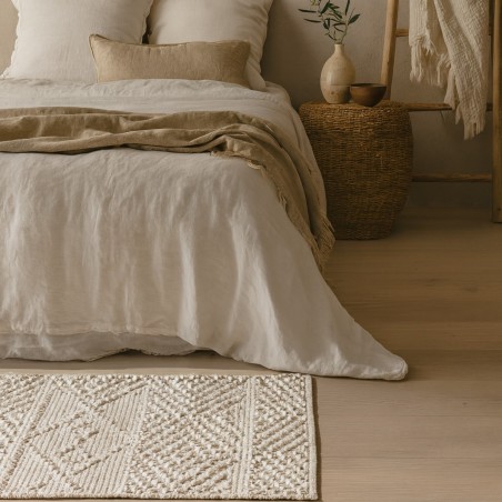Tapis descente de lit beige en coton 60x110cm | Hashtag Déco