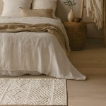 Tapis descente de lit beige en coton 60x110cm | Hashtag Déco