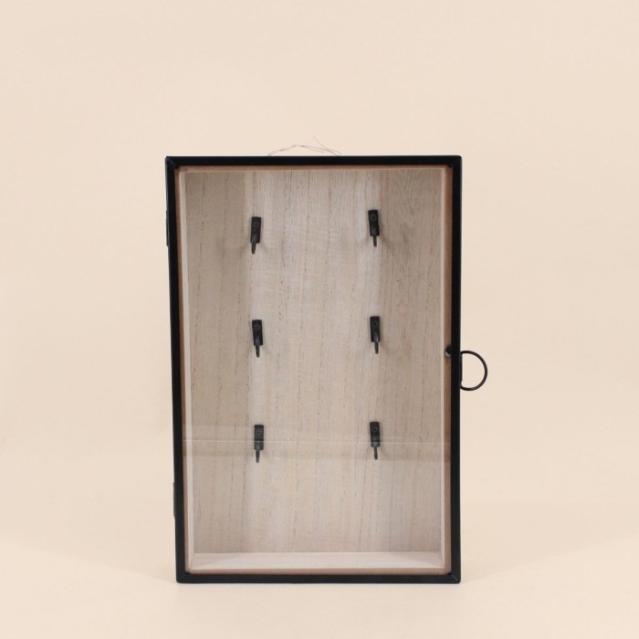 Boite à clés vitrée bois blanc 30x20cm | Hashtag Déco