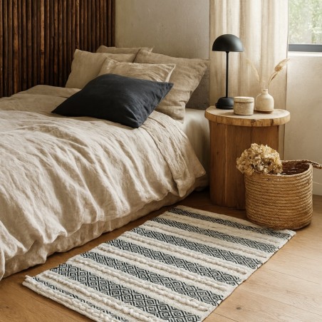 Tapis descente de lit coton rayé chic 110x60cm | Hashtag Déco