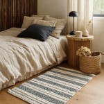 Tapis descente de lit coton rayé chic 110x60cm | Hashtag Déco