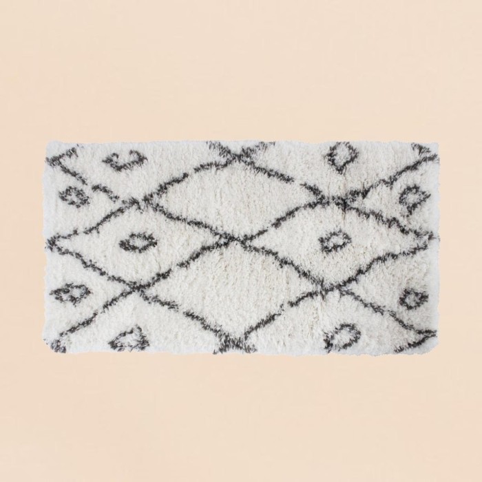 Tapis descente de lit poils longs noir blanc | Hashtag Déco
