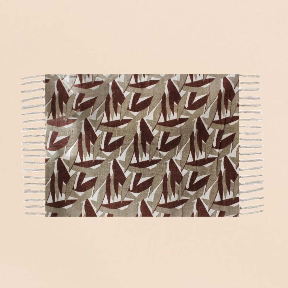 Tapis motifs feuillage coton vert 120x160cm | Hashtag Déco