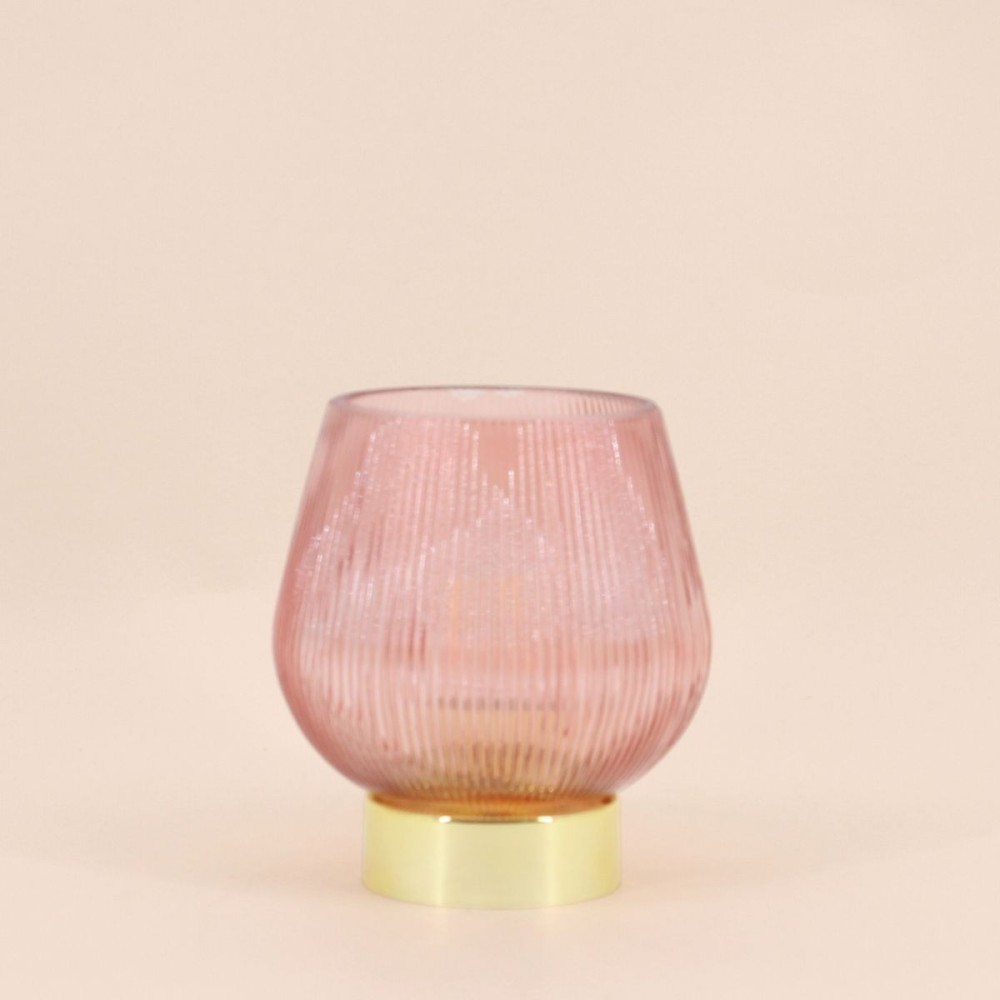 Lampe à poser rose en verre strié | Hashtag Déco