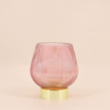 Lampe à poser rose en verre strié | Hashtag Déco