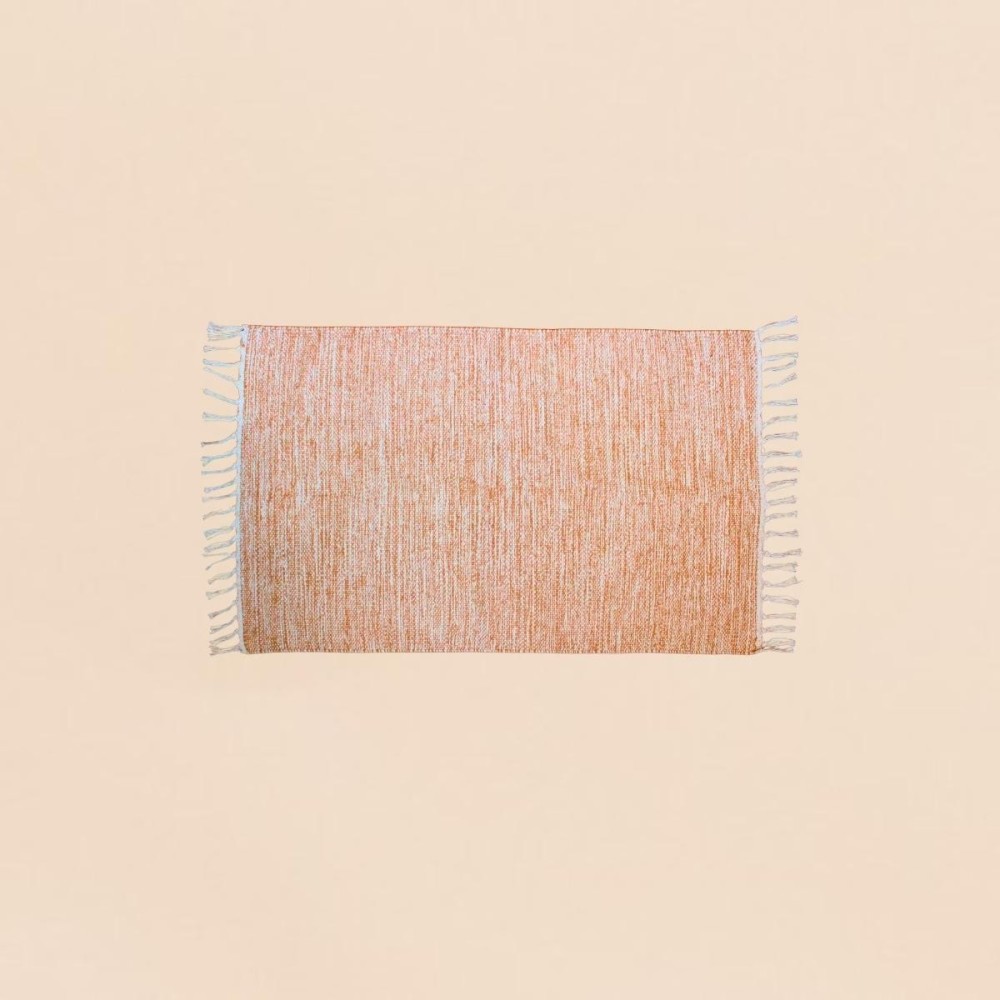 Tapis en coton beige à franges 60x90cm | Hashtag Déco