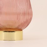 Lampe à poser rose en verre strié | Hashtag Déco