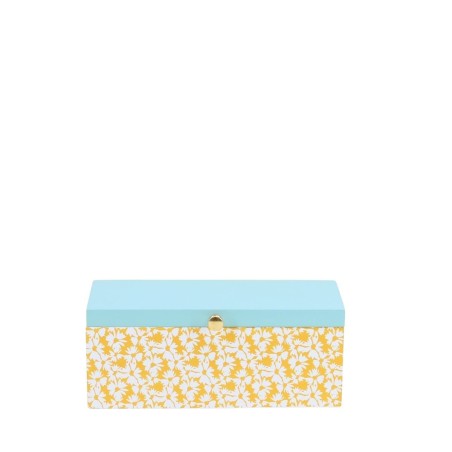 Boite à bijoux bois motifs fleuris vert jaune | Hashtag Déco