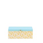 Boite à bijoux bois motifs fleuris vert jaune | Hashtag Déco